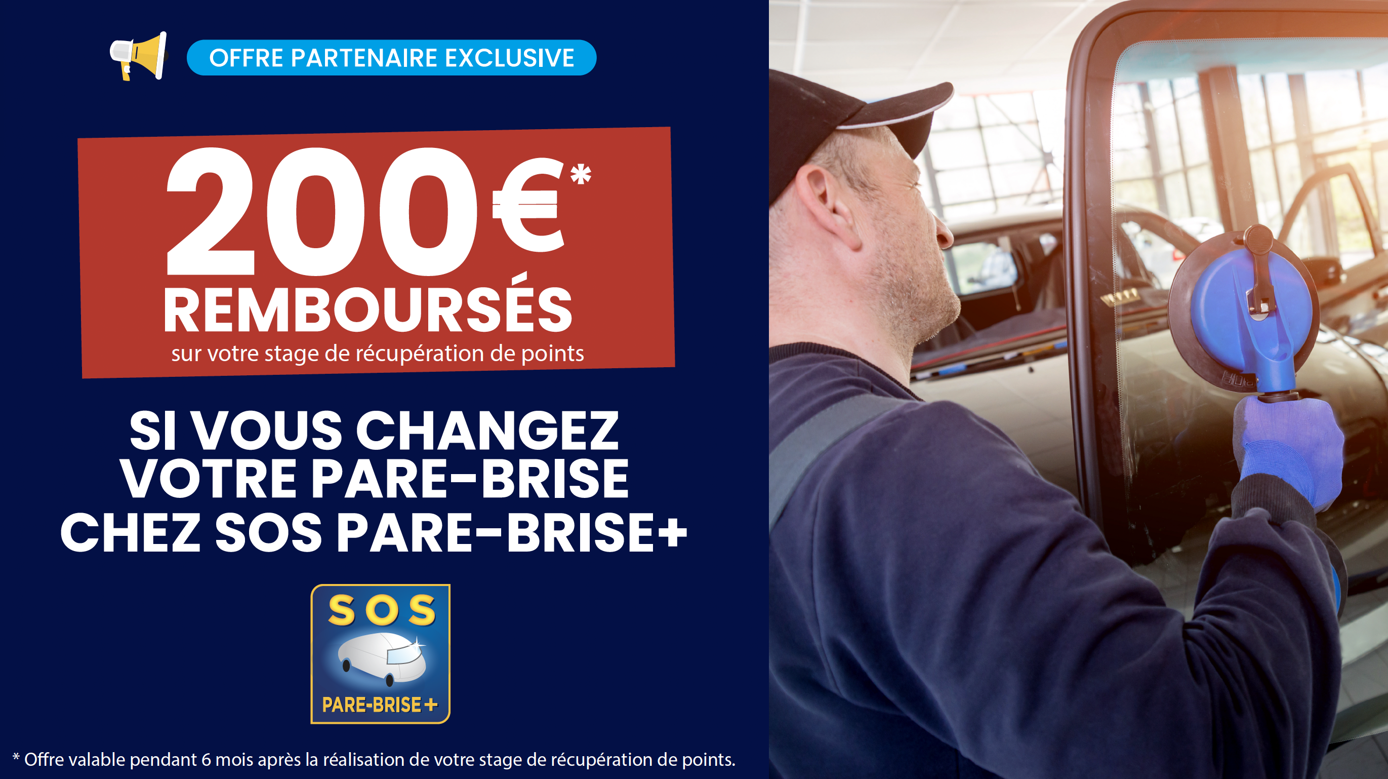 200€ remboursés sur votre stage de récupération de points - SOS Pare-Brise+