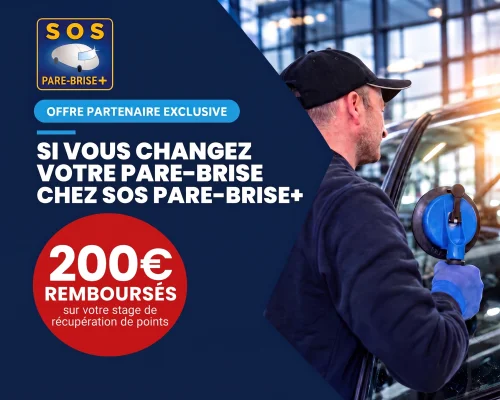 200 € remboursés sur votre stage de récupération de points si vous changez votre pare-brise chez SOS Pare-Brise+